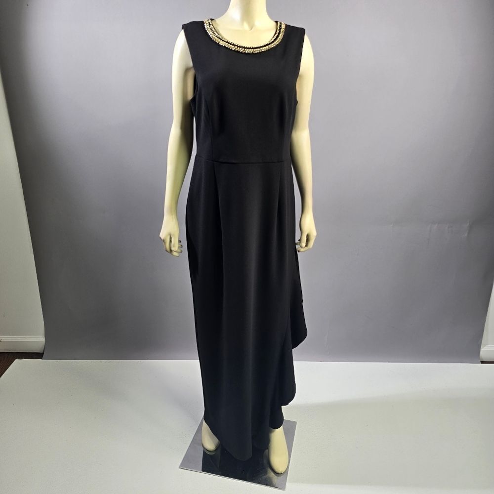 Connected Apparel Black Asymmetrical Sheath Dress R8